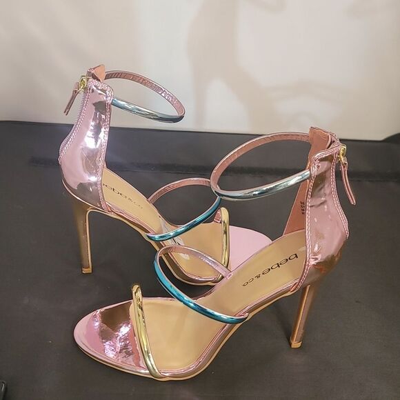 BRAND NEW BEBE&CO MULTI-COLOR STRAP ROUND-TOE HIGH HEEL STILETTOS SANDAL - Picture 8 of 16